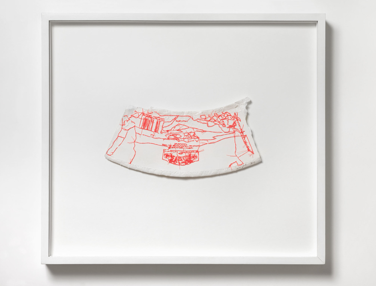 Fluorescent Fragment: Upside-down and Unrolled Nicola Ginzel Selected FLATWORK Installations coffee cup, thread