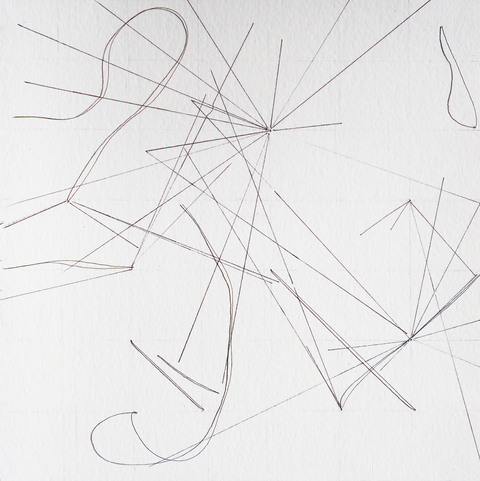 Time Tracings (No. 1, 115 Minutes) Time Lines. (Anchors). 2015- 17. Pins, pencil, sharpie and thread on paper