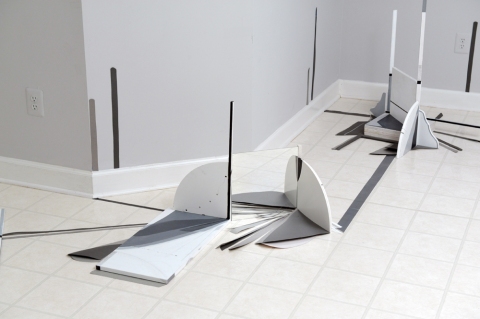 Refractions (Phase 1) Refractions (Phase 1, 2, and 3. 2011-13. Shelving Units, Marble, Tape, Mirrors, Acrylic, Pencil