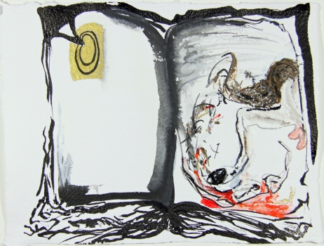 Nicole Ouellette Open Book Fracture Ink and sumi watercolor on paper