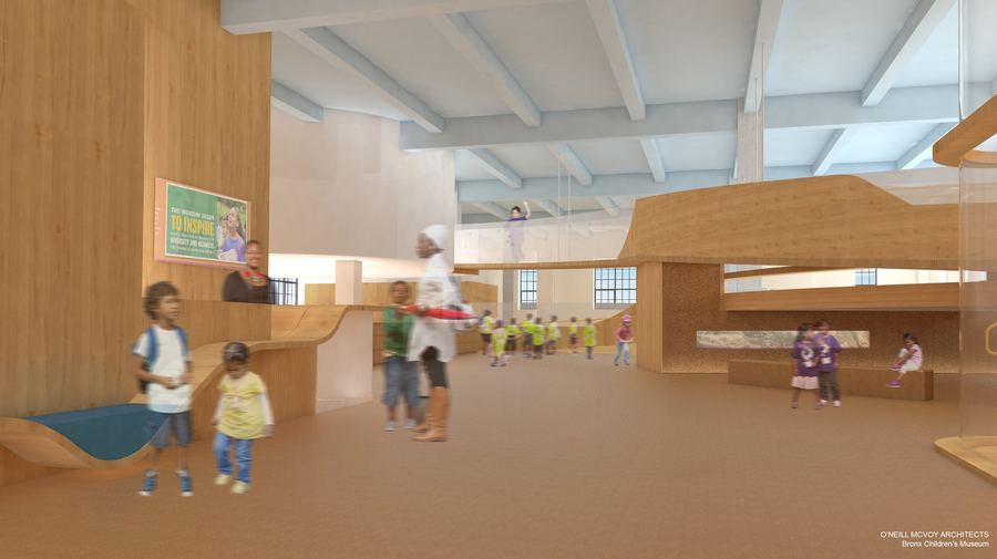 View from Reception to Exhibition Space O'Neill McVoy Architects Bronx Children's Museum