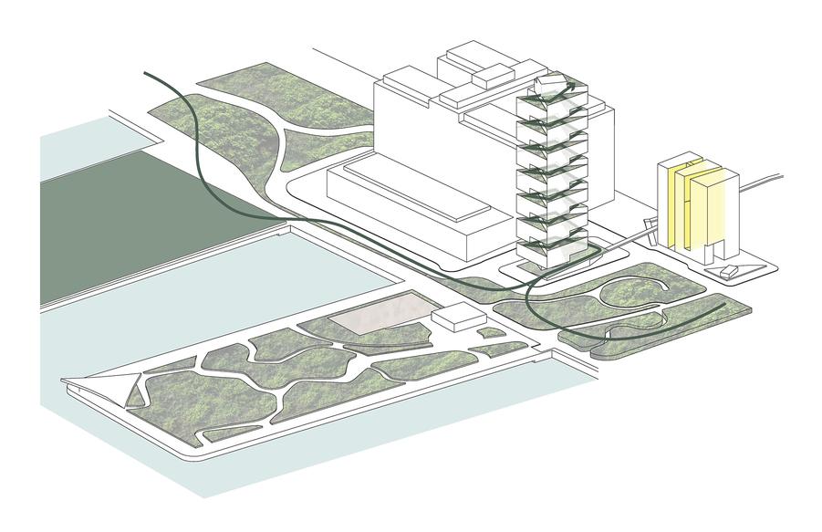 Park Spiral Tower + Light-Sliced Housing O'Neill McVoy Architects Brooklyn Bridge Park Harbor Pair