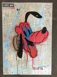 BORZOTTA ARTS-Art/Classes/Events/Networking Fabrika Ouch "Pricey Fun"  4/20-5/29/16 Mixed media on NY Bike Map