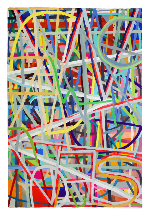 ...we, we, wave (LG) Unalphabetic Gouache, sumi ink and watercolor on paper