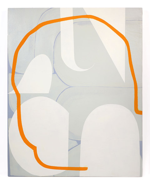 Untitled (blue-gray, green-gray, cream and orange) Painting Acrylic and flashe on panel