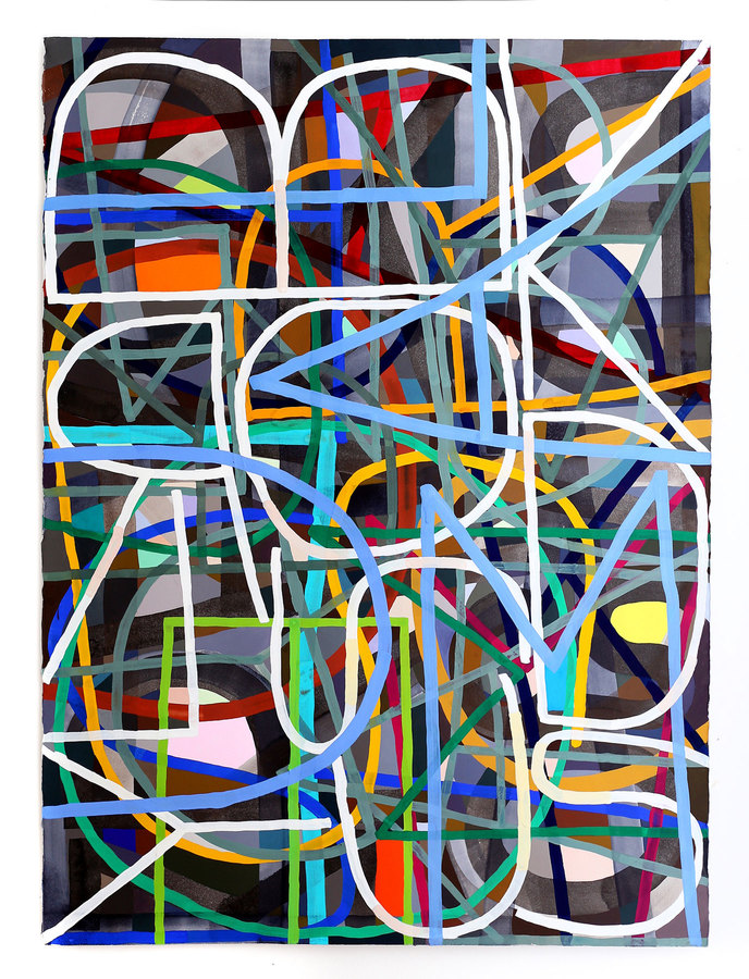 Black Rooms Mercy Drills Calcites Kiss (CC) Pat Boas Unalphabetic Sumi ink, watercolor and gouache on paper