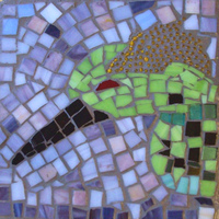 Patricia Rockwood Mosaics: Panels Stained glass, glass tile, beads on board