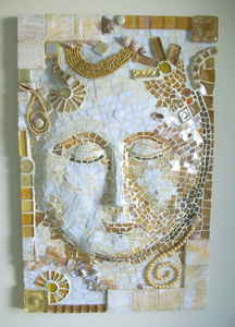 Patricia Rockwood Mosaics: Selected Corporate & Private Commissions Stained glass, glass tile, onyx, pearls, shells, beads, found objects, on wood