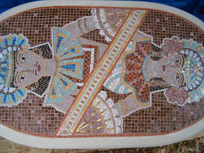 Patricia Rockwood Mosaics: Selected Corporate & Private Commissions Glass and ceramic tile, gold tile, glass gems, on stone