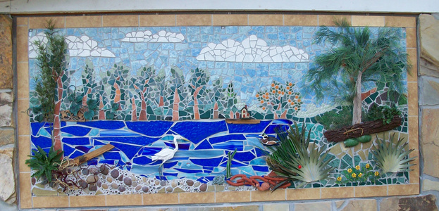 Patricia Rockwood Mosaics: Selected Corporate & Private Commissions Ceramic tile, stained glass, found objects, on wood