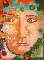 Patricia Rockwood Mosaics: Panels Glass and ceramic tile, sea glass, found objects, beads, on wood