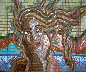 Patricia Rockwood Mosaics: Panels Glass tile on wood