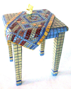 Patricia Rockwood Mosaics: Objects Glass tile on wood