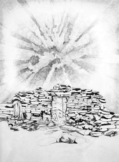 Improvised Hut Series Patte Loper Antarctica graphite on paper