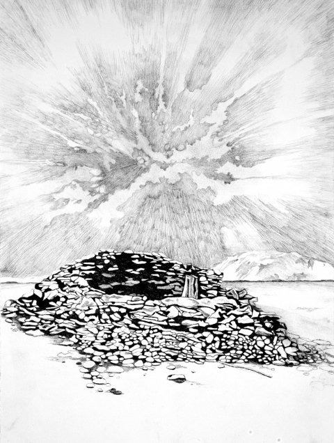 Improvised Hut Series Patte Loper Antarctica graphite on paper
