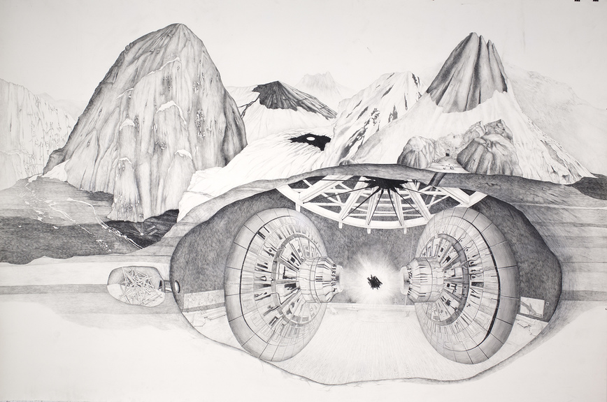 Containment Unit for Black Hole Patte Loper Antarctica graphite and acrylic on paper