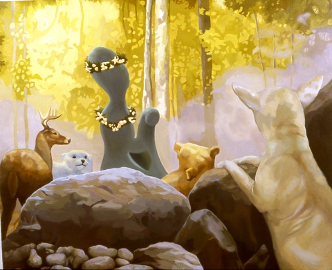 Modernism for Woodland Creatures Patte Loper When Animals Build oil on canvas on panel
