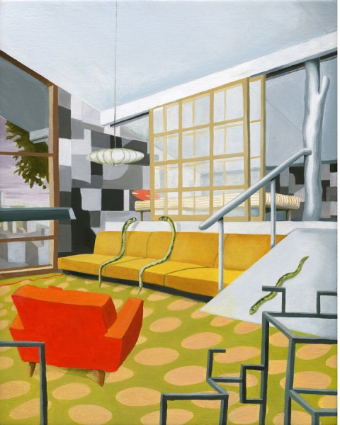Modernist Design and the Garden Snakes who Love It Patte Loper When Animals Build oil on canvas on panel