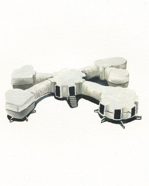 Modular Housing for Rodents Patte Loper When Animals Build oil on paper