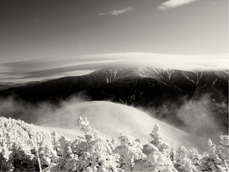 A mind of Winter - At the summit of Cannon Mountain, Mount Lafayette hidden in the clouds. PETER SZAWLOWSKI Cannon Mountain Digital Photograph