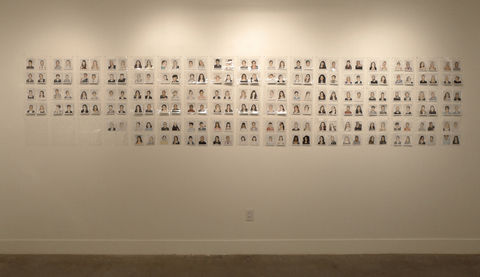 Camera Obscura installation view Lucas Michael Camera Obscura 190 Fuji instant color prints, archival sleeves, mounted on wall