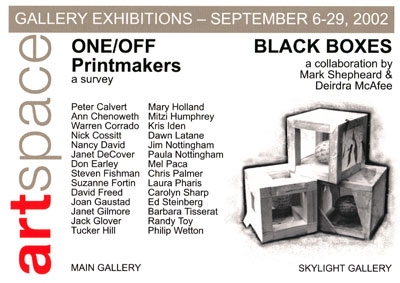 ONE/OFF Printmakers: A Survey R A N D Y T O Y News September 6 - 29, 2002