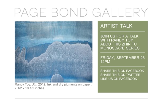 ARTIST TALK R A N D Y T O Y News Friday, September 28th @ 12PM