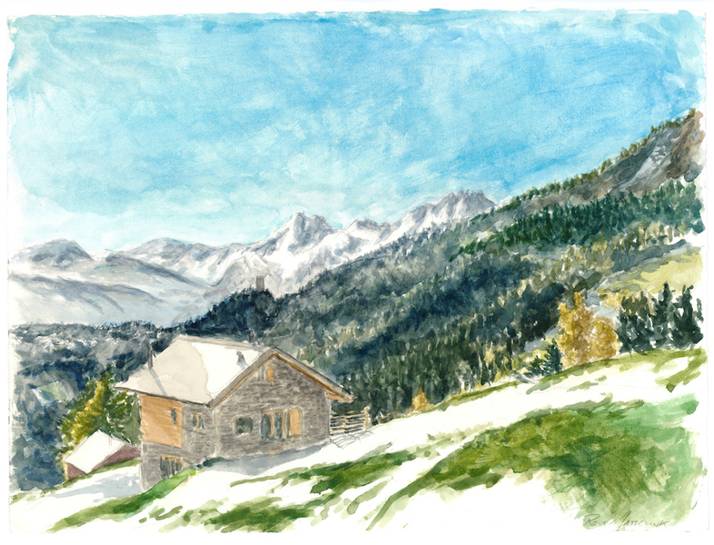 Chalet dans la Valais Reid Masselink Available works on paper watercolor