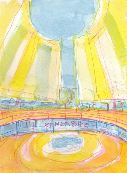 Inside the Ellipse Sketches for a Memorial Garden #9661 Watercolor Sketch