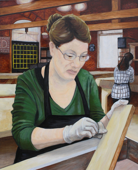 Amy Creating a Planter Box RACHEL MINDRUP Oil Portraits NF2 Oil on Canvas