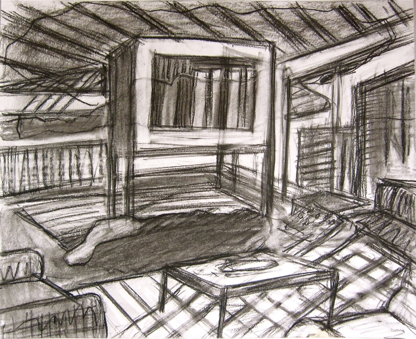 Robert G. Edelman        Art Consultant/Writer/Independent Curator     Interiors  Graphite, charcoal on paper
