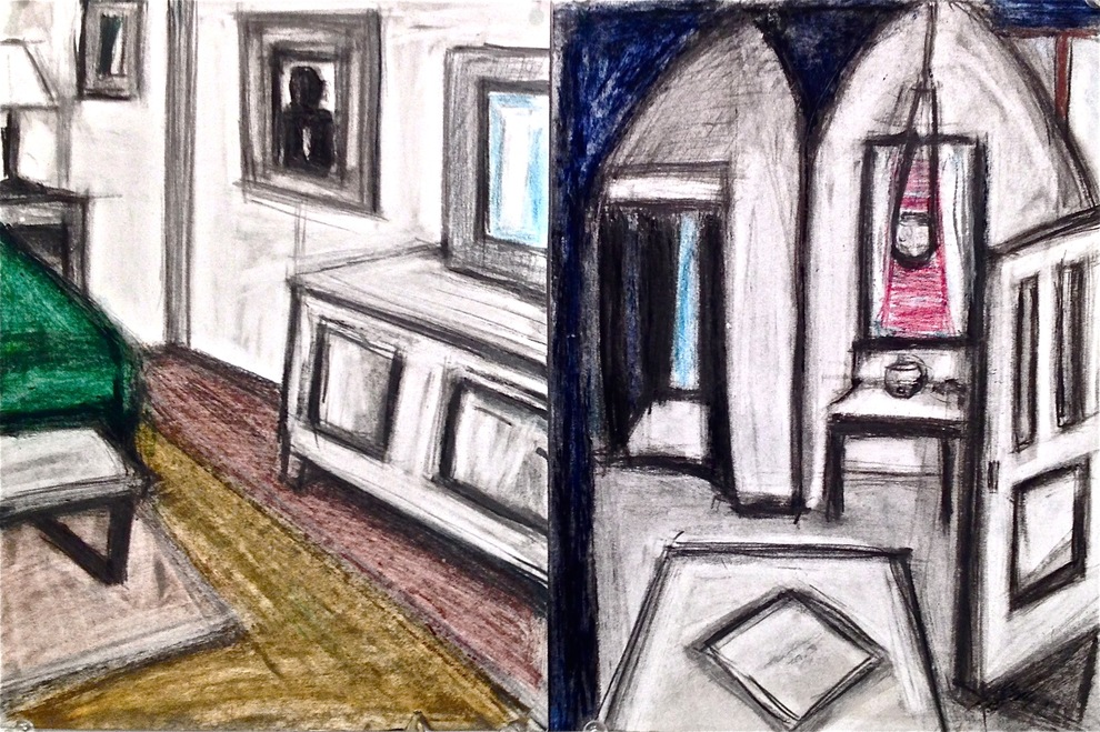 Robert G. Edelman        Art Consultant/Writer/Independent Curator     Interiors  Oilstick, charcoal, colored pencil on paper