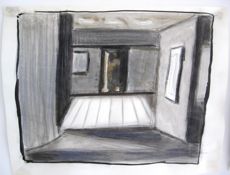 Robert G. Edelman        Art Consultant/Writer/Independent Curator     Interiors  ink, graphite and pastel on tracing paper