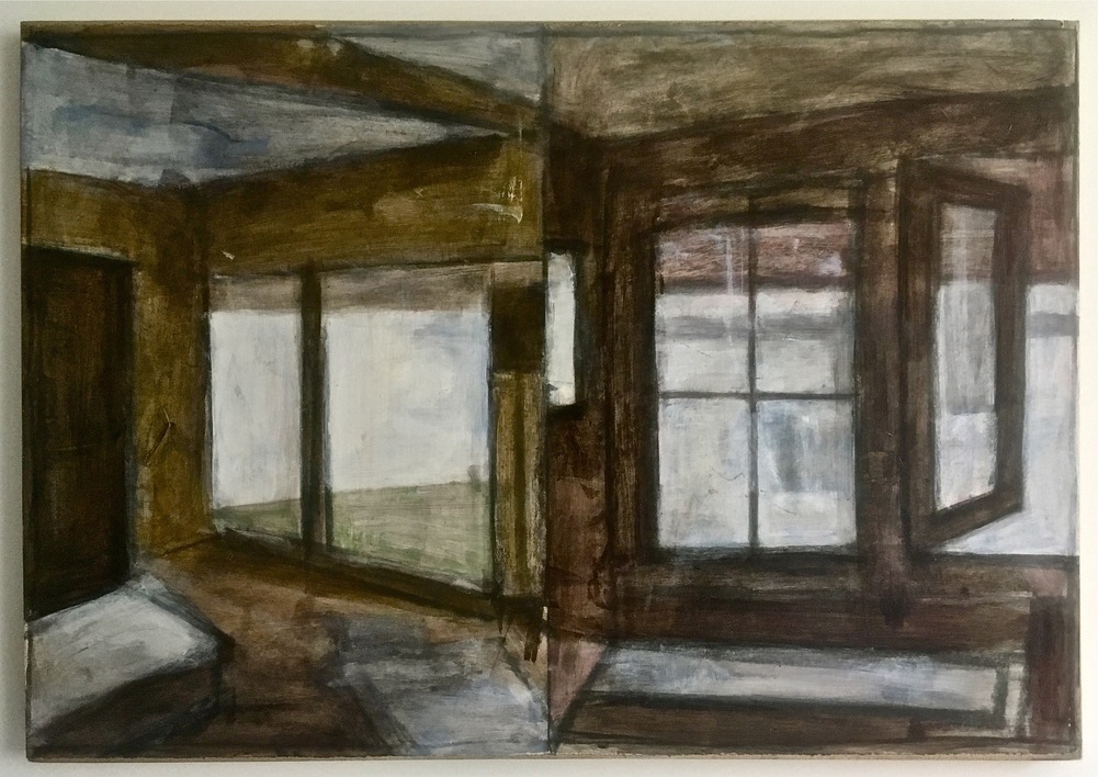 Summer Rental Robert G. Edelman Art Consultant/Writer/Independent Curator Interiors 90's Acrylic on paper mounted on linen