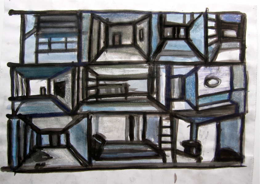 Hotel Grid Robert G. Edelman Art Consultant/Writer/Independent Curator Interiors ink, charcoal, watercolor, pastel on paper