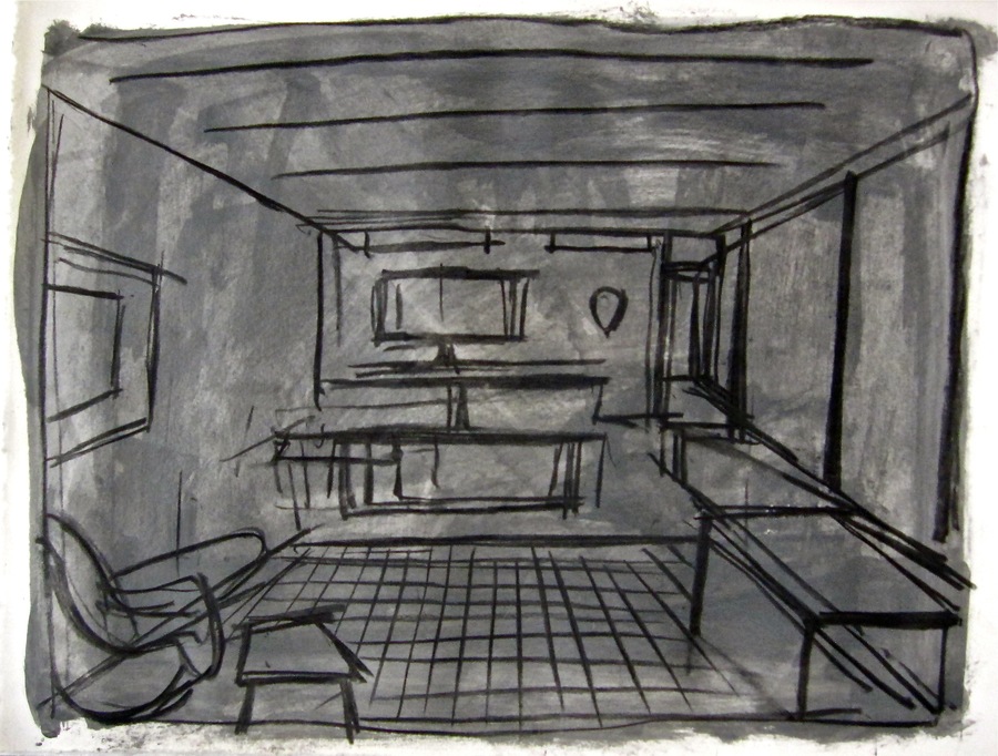 Late In The Day Robert G. Edelman Art Consultant/Writer/Independent Curator Interiors gouache, charcoal, graphite on paper