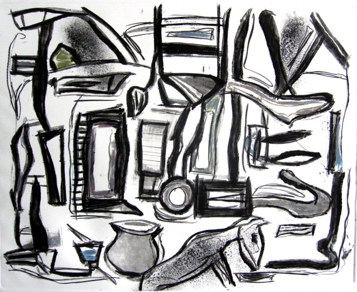 Sculptor's Space 2 (ghost) Robert G. Edelman Art Consultant/Writer/Independent Curator Prints Monoprint- printer's ink and oil pastel on paper