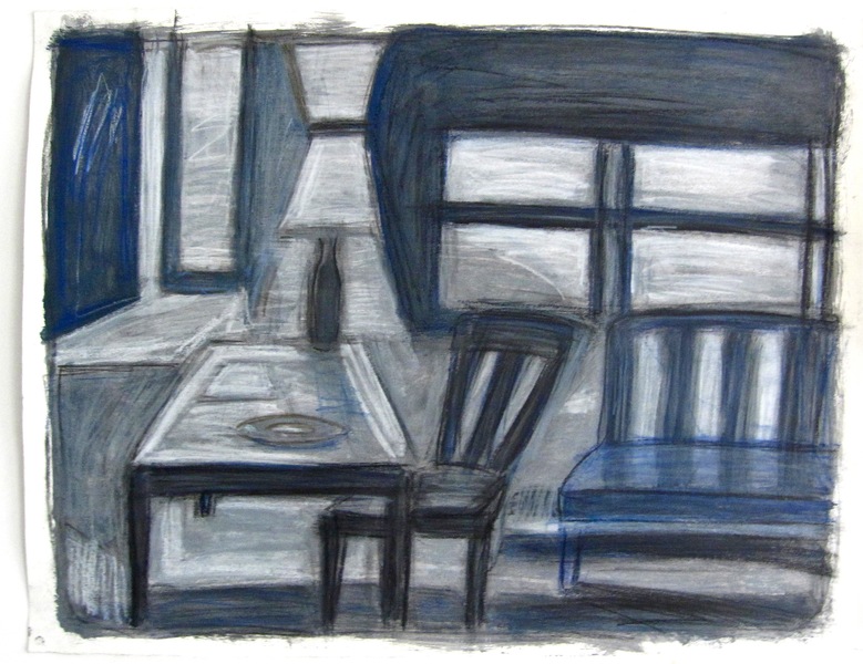 Writer's Table Robert G. Edelman Art Consultant/Writer/Independent Curator Interiors Acrylic, oil pastel and graphite on paper