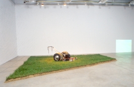 Rosemarie Fiore Studio Lawn Mower Paintings hot-rod mower, video, sod