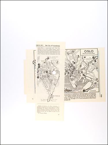 Roy Baugher Sights, places Cut-and-pasted printed paper on paper, 3 sheets, sheet 2 of 3