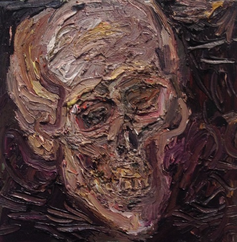 Roz Sommer skull paintings Oil on board