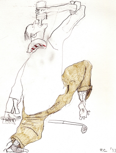Bottle and Club Drawing, photography and Print pencil and crayon