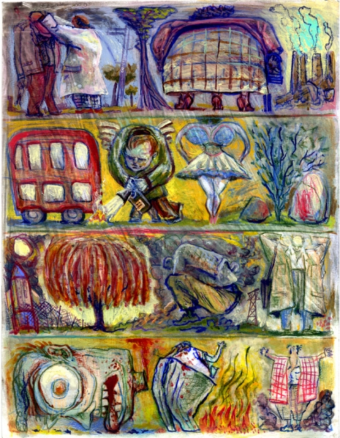 Little Fires Paintings On Paper mixed media