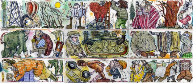 I Know Of What I Speak Paintings On Paper crayon and watercolor on three sheets