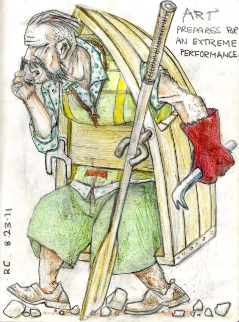Art Prepares For an Extreme Performance Narratives of the Bruxist Collective pencil, crayon, watercolor
