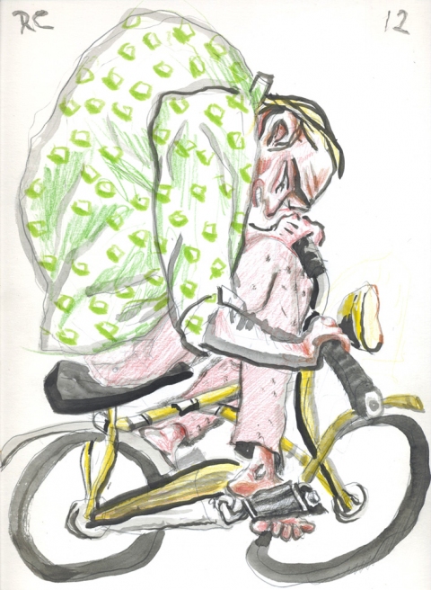 Bike Drawing, photography and Print mixed