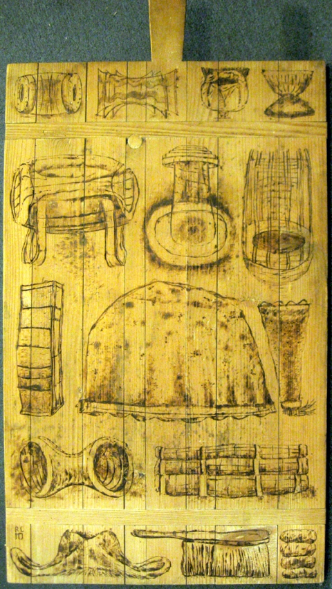 French Breadboard 1 Cardboard, Wood and Stone burn tools on wood