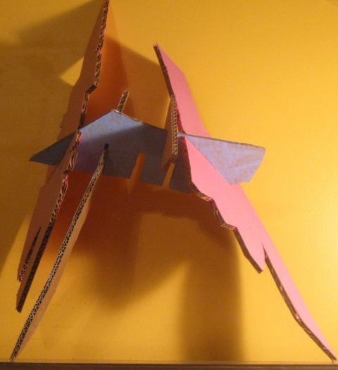 Slot Sculpture (4) Cardboard, Wood and Stone cardboard/paint