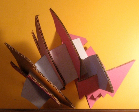 Slot Sculpture (5) Cardboard, Wood and Stone cardboard/paint