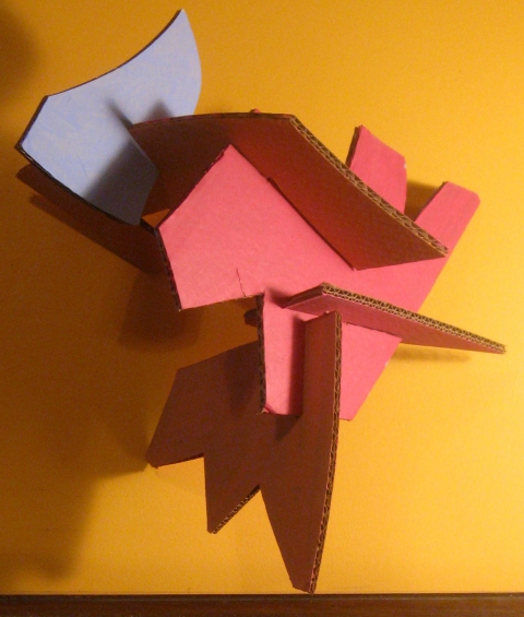 Slot Sculpture (2) Cardboard, Wood and Stone cardboard/paint